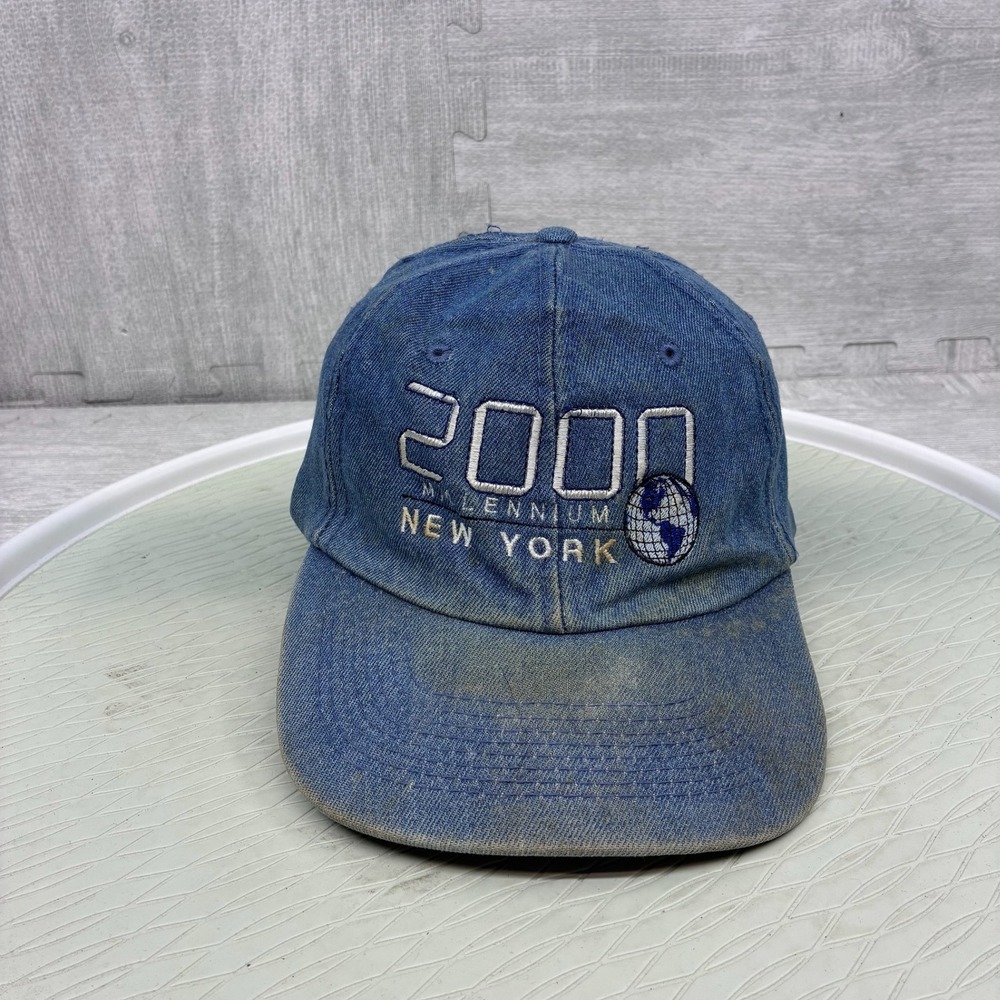 Vintage 2000 Millennium New York Hat Mens Blue Denim Dad Cap Year 2000
